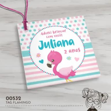 Tag Quadrada Flamingo - 00532