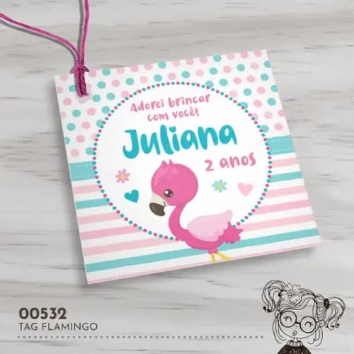 Tag Quadrada Flamingo - 00532
