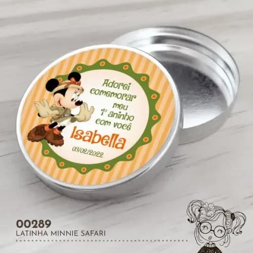 Latinha Adesivada Minnie Safari - 00289