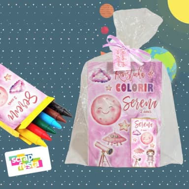 Revista Colorir+saquinho+fitinha+tag Espaço Astronauta