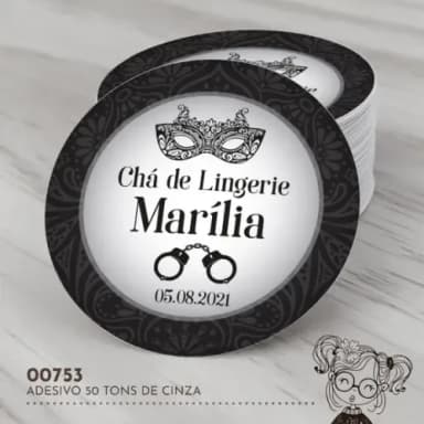Adesivo Redondo 50 Tons de Cinza - 00753