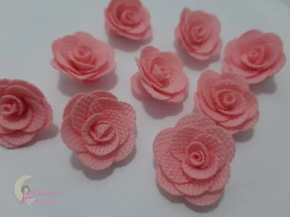 Flor Rosa Claro de tecido - 3cm - pct c/6 unidades