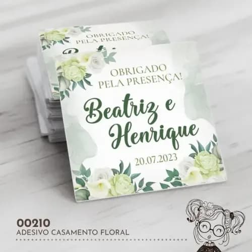 Adesivo Quadrado Casamento Floral - 00210