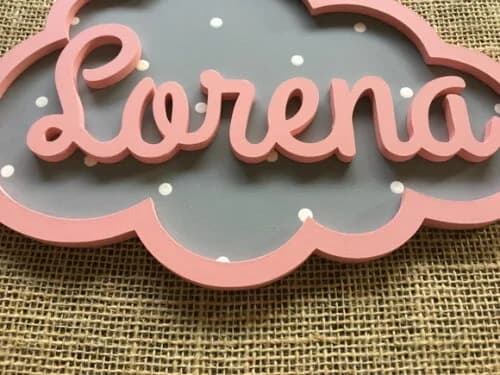 PORTA DE MATERNIDADE NUVEM COM NOME