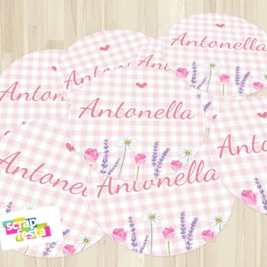 Adesivo 5cm Redondo Maternidade Nascimento Menina Floral
