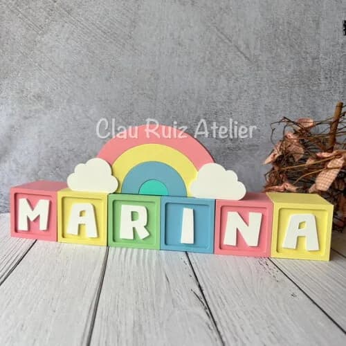 Candy Colors - Cubos 6x6cm Ts + Arco Íris. Decoração Bebê