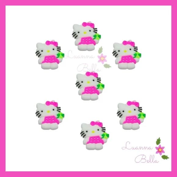 Apliques Emborrachado Modelo Gatinha Hello - pcts c/7 unds