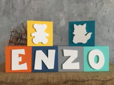 Cubos 10x10 -nomes com Raposinha e Ursinho no Cubo
