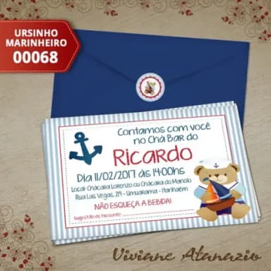 Convite Ursinho Marinheiro - 00068