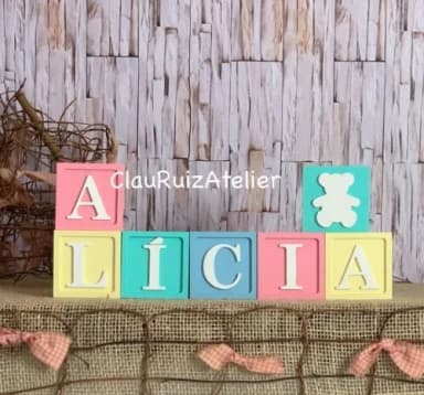 Decoração Bebê - Cubos 6x6cm Urso