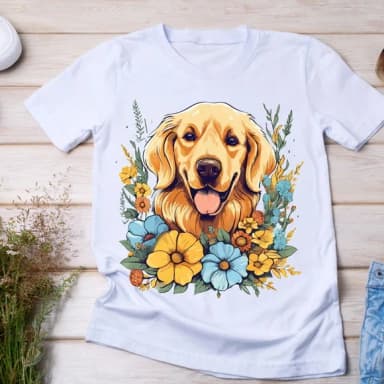 Camiseta Golden Retriever com Flores - Charme Pet