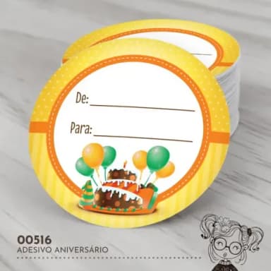 Adesivo Redondo Feliz Aniversário - 00516