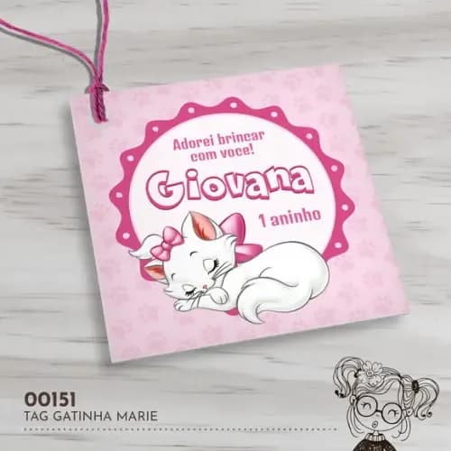 Tag Quadrada Gatinha Marie - 00151