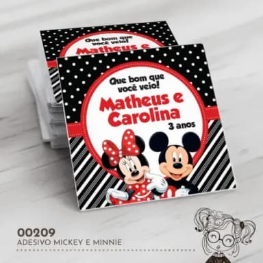 Adesivo Quadrado Mickey e Minnie - 00209