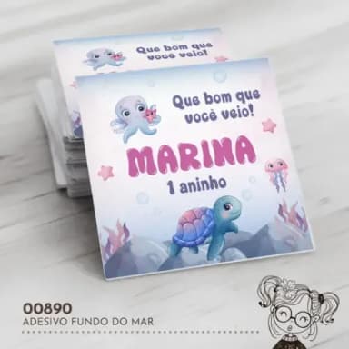 Adesivo Quadrado Fundo do Mar - 00890
