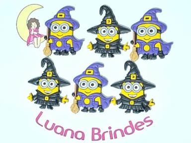 Aplique Minions Halloween Emborrachado Pacote com 6 Unidades