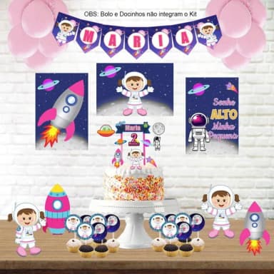 Kit Festa Astronauta Menina Rosa
