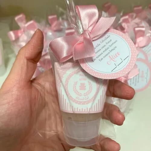 Álcool gel 70% Lembrancinha Maternidade Ursinha princesa
