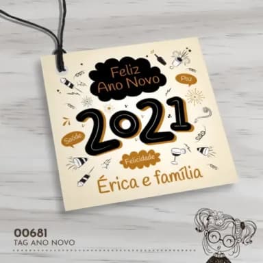 Tag Quadrada Feliz Ano Novo - 00681