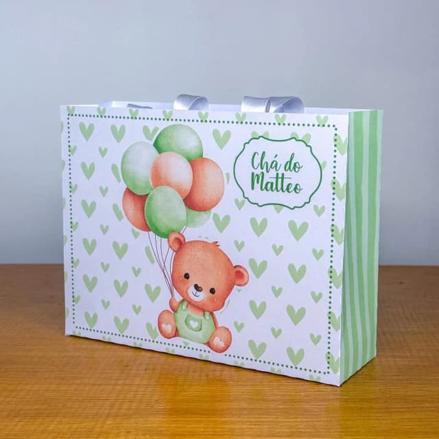 PEGUE E MONTE - Sacolinhas Personalizadas URSINHO VERDE - Decoração de Festa | Lembrancinhas | Aniversário | Personalizados