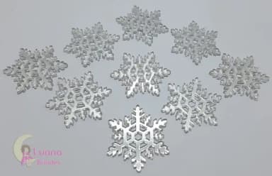 Aplique Floco de Neve Acrílico Espelhado Prata Pct c/ 24 Uni