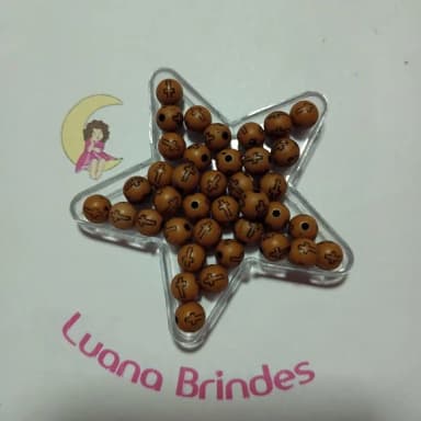 Bolinha Marrom com Cruz Preta 8mm Pct 100 Unidades