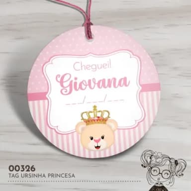 Tag Redonda Ursinha Princesa - 00326