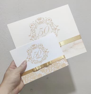 Convite Bodas de Ouro com Envelope - 23,5x19cm - Grande