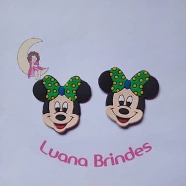 Aplique Minnie Laço Verde 4cm 7unidades