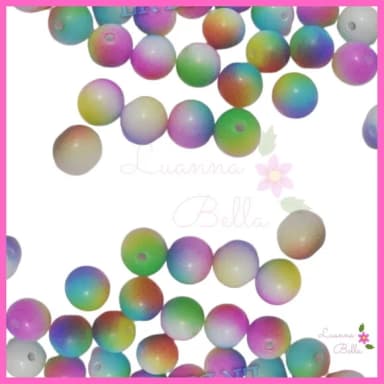 Missanga Bolinha Acrílica Tie Dye - Pct c/65 unidades