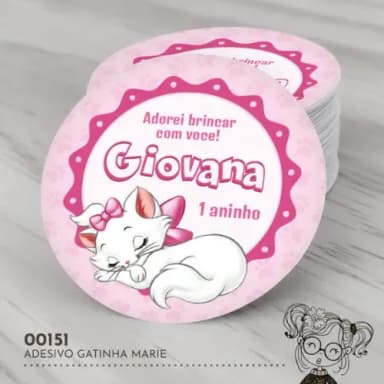 Adesivo Redondo Gatinha Marie - 00151