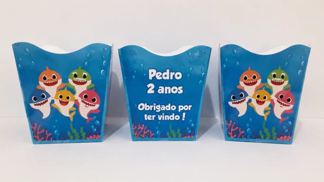 Centro de mesa Baby Shark cachepot personalizado