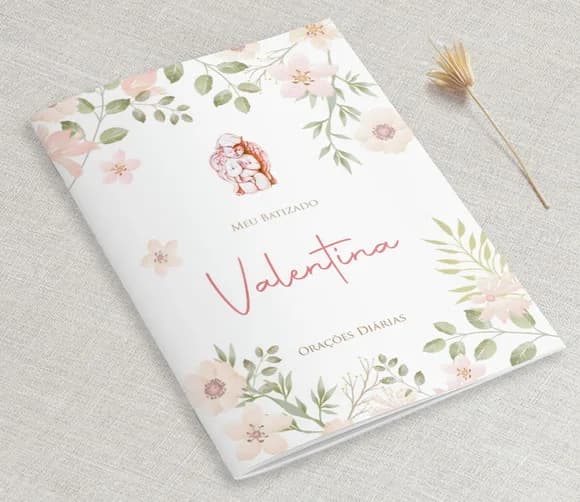 Lembrancinha Batizado Floral Vintage - Livrinho de Orações