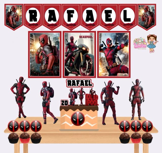 Kit Festa Só Um Bolinho DEADPOOL - Decoração de Festa