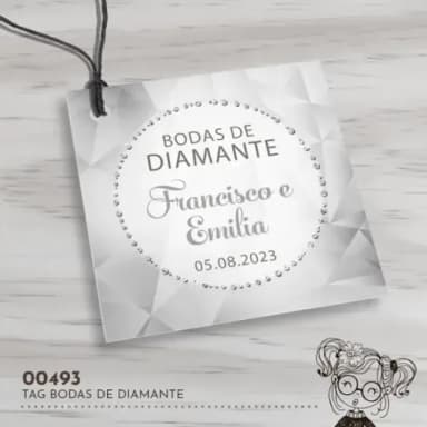 Tag Quadrada Bodas de Diamante - 00493
