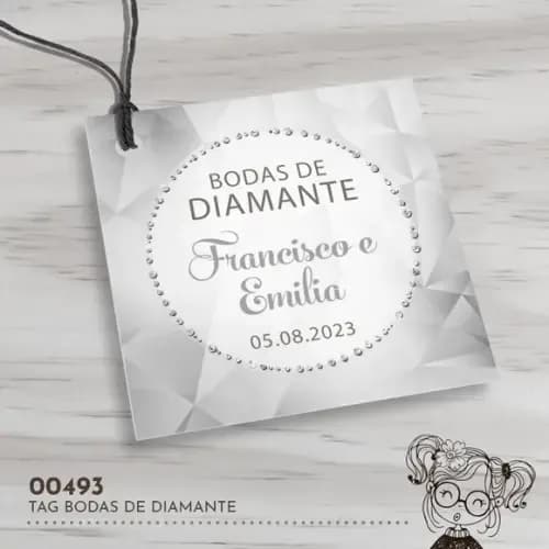 Tag Quadrada Bodas de Diamante - 00493