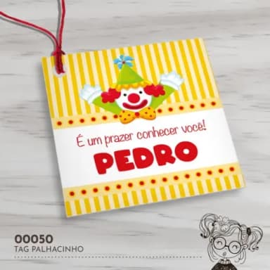 Tag Quadrada Palhacinho - 00050