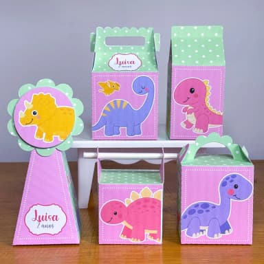 PEGUE E MONTE - Kit Festa DINOSSAURO MENINA - Decoração de Festa | Lembrancinhas | Aniversário | Personalizados