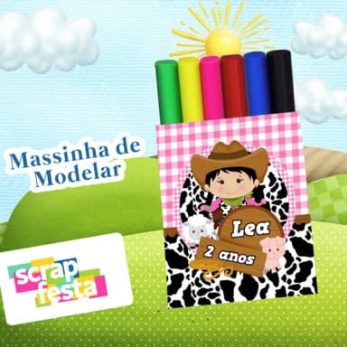 Massinha de Modelar Personalizada Fazendinha Menina Rosa