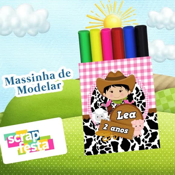 Massinha de Modelar Personalizada Fazendinha Menina Rosa