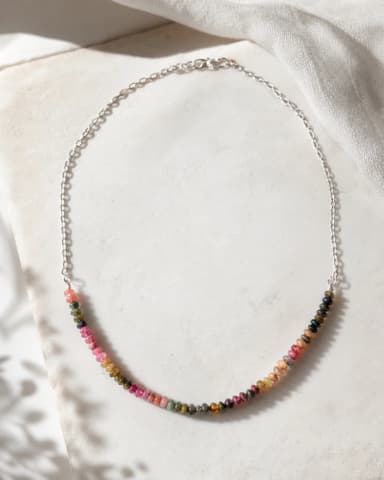 Choker Delicado de Turmalinas  e Prata 925 – Elegância Minimalista