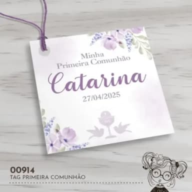 Tag Quadrada Primeira Comunhão - 00914