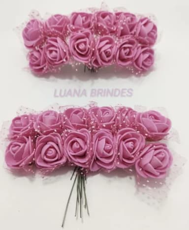 Buquês Flores de EVA Rosa 2 Unidades com 12 Flores Cada