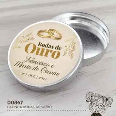 Latinha Adesivada Bodas de Ouro - 00867