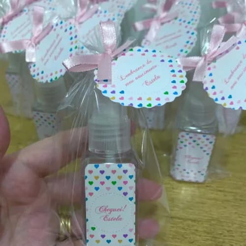 Álcool 70% Spray Lembrancinha maternidade Coração