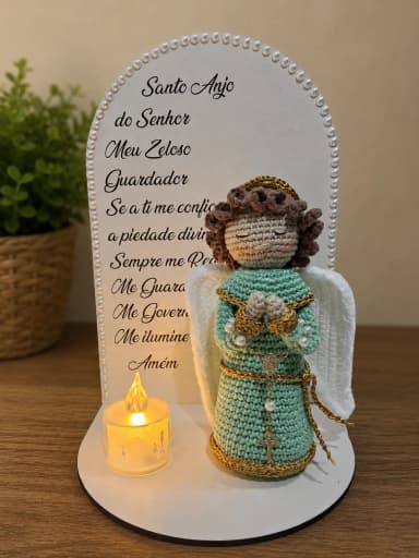 Anjo da Guarda Amigurumi Presente Religioso Batizado Santo Anjo Enfeite Religioso