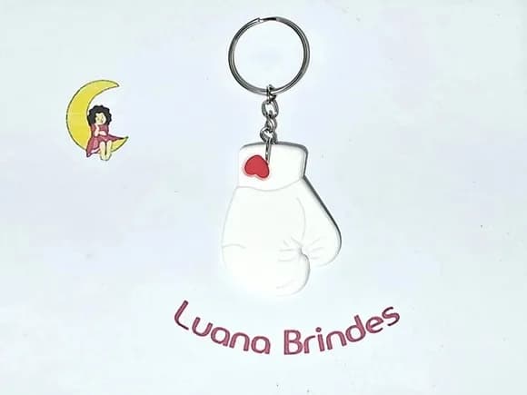 Chaveiro Luva de Boxe Branco Emborrachado 6 Unidades