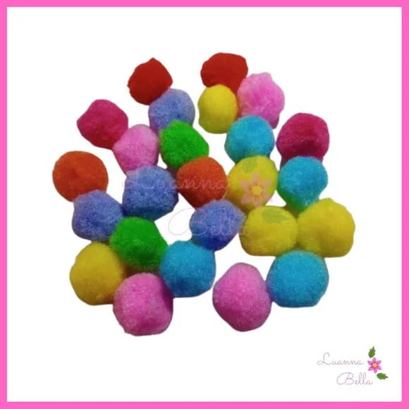 Pompom de Fio Sintético Varias cores 1cm Pct 100 Unidades