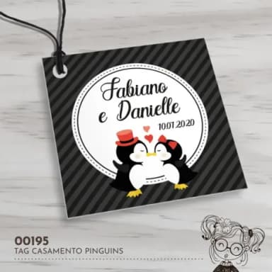 Tag Quadrada Pinguins - 00195