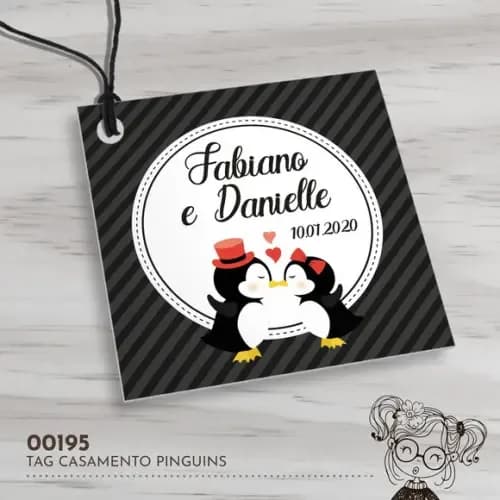 Tag Quadrada Pinguins - 00195